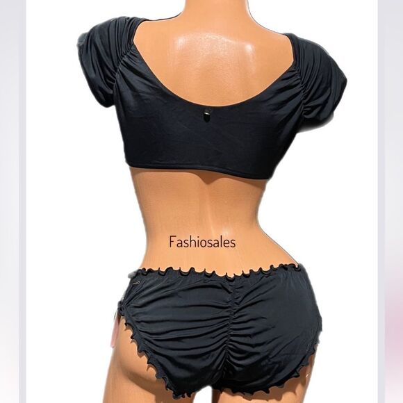 Victoria’s Secret Swim Twist off Shoulder Short-sleeve Bikini Top Xl & Bottom L - Picture 2 of 8